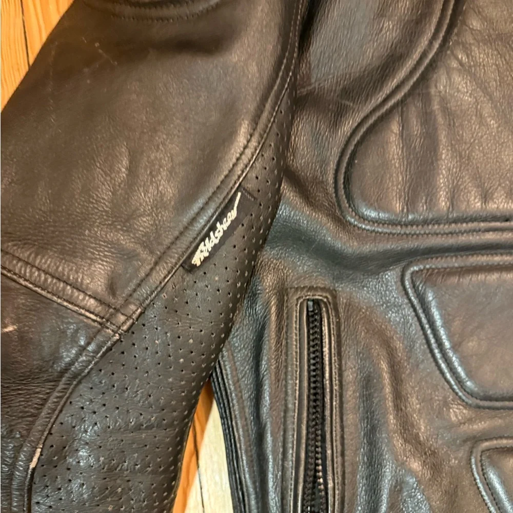 Black Leather Motorcycle Jacket - Picture 3 of 6